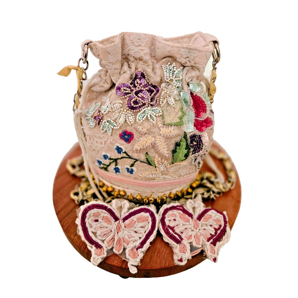 Antica Sartoria Positano Boho Round Beaded Bag Purse Bells - Picture 14 of 14